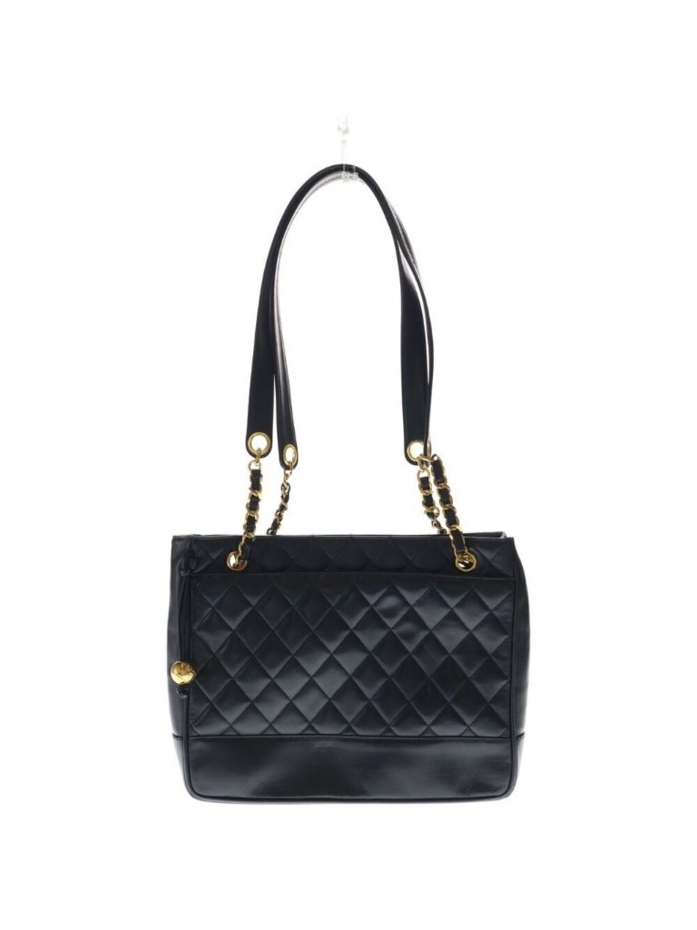 Chanel Quilted Lambskin Leather Cocobol Chain Tote Gold Black